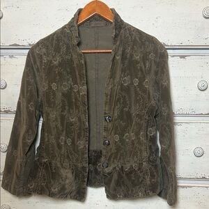 Vintage CP Shades Embroidered Cropped Boho Jacket Olive Size Small